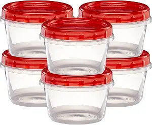 ELEGANT DISPOSABLES (16 Ounce 10 Pack) Twist cap Containers Clear Bottom With Red Top Screw on Lids Twist Top Food Storage Freezer Containers