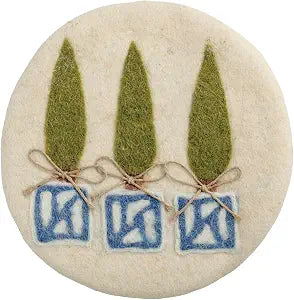 Mud Pie Three Topiary Felt Wool Trivet