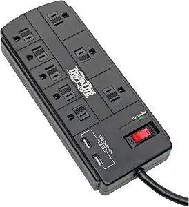 Eaton Tripp Lite TLP88USBB 8 Outlet Flat Plug Surge Protector + 2 USB Ports