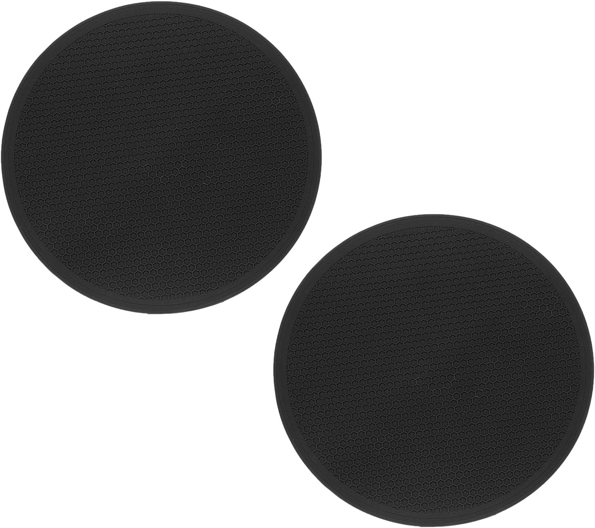 uxcell 2pcs Silicone Trivet Mats 7.9" Dia Round Non-Slip Silicone Pot Holders for Hot Pots and Pans, Heat Resistant Hot Pads for Kitchen Hot Dishes Table Countertops, Black