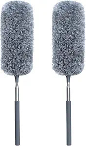 2 Pack Microfiber Duster for Cleaning, Small Dusters with Microfiber Head, Extendable Pole, Hand Washable, Cleaning Supplies for Office, Car, Window, Furniture