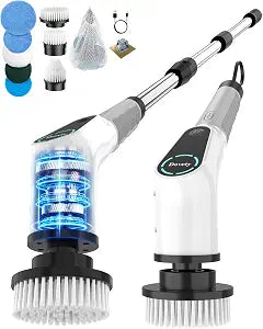 Dovety Electric Spin Scrubber, Extendable Handle, 8 Brush Heads-WH