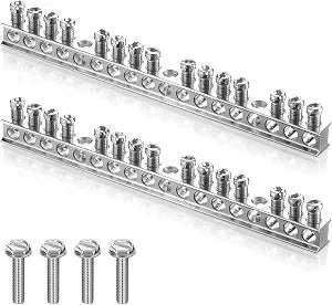 Relaxweex 2 Set Ground Bar Kit, 15 Terminal Positions for Electrical Panel