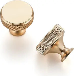 JOY DECOR Brushed Gold Kitchen Cabinet Solid Knobs 1-1/5 Inch 25 Pack