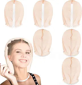 Loopeer 6 Pcs Makeup Protector Hood, Nylon Chiffon Face Cover,Nude