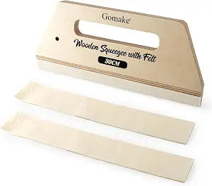Gomake Wallpaper Smoothing Tool Large Wooden Squeegee with Felt Edge