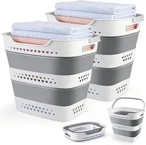 Collapsible Laundry Baskets 42L 2 Pack Pop Up Clothes Hamper for Laundry