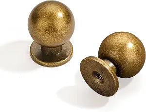 10 Pack 1 Inch (25mm) Diameter Round Solid Vintage Antique Brass Cabinet knobsPulls for cabinets and Drawers,Ball Knobs Cabinetry Hardware