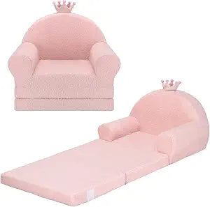MONKISS Toddler Chair Comfy, Kids Couch Bed Fold Out, Ages 1-4
