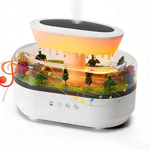 Rain Cloud Humidifier Diffuser with Natural Rain Sounds Ocean Waves Crackling Fire 7 Color Night Light 250mL Large Tank Quiet Operation 4-8 Hour Timer Auto Shut Off for Bedroom Sleep Office Relaxation