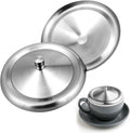 2 Pcs Stainless Steel Cup Cover, Home Round Tea and Coffee Mug, Cup Lids, Dust Cover Mug Lid, Universal Lid for Home, Office, Camping (Silver, 10.2cm/4 Inch)