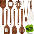 8-Piece Teak Wood Kitchen Utensils Set for Nonstick Cookware
