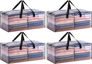 VENO Heavy Duty Moving Bags, Storage Bags, Easy Visibility, Clear, 4 Pack