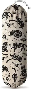 Hglian Black Cat Plastic Grocery Bag Holder,Cute Vintage Flowers Plastic Shopping Bags Organizer Storage Keeper