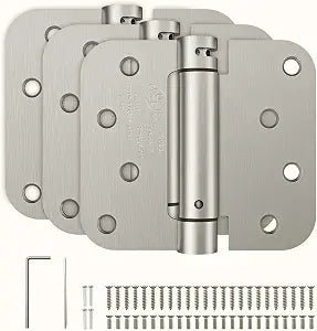 HOSOM 3 Pack Self Closing Door Hinges 4 Inch Spring Hinges, Brushed Nickel