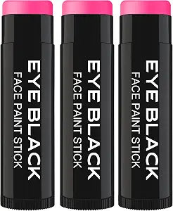 CCbeauty 3 Packs Pink Eye Black Stick for Multi Sports, Anti-Glare Eye Black for Baseball Football Softball Lacrosse, Water-Proof Eye Black Grease Paint for Athletes & Fans