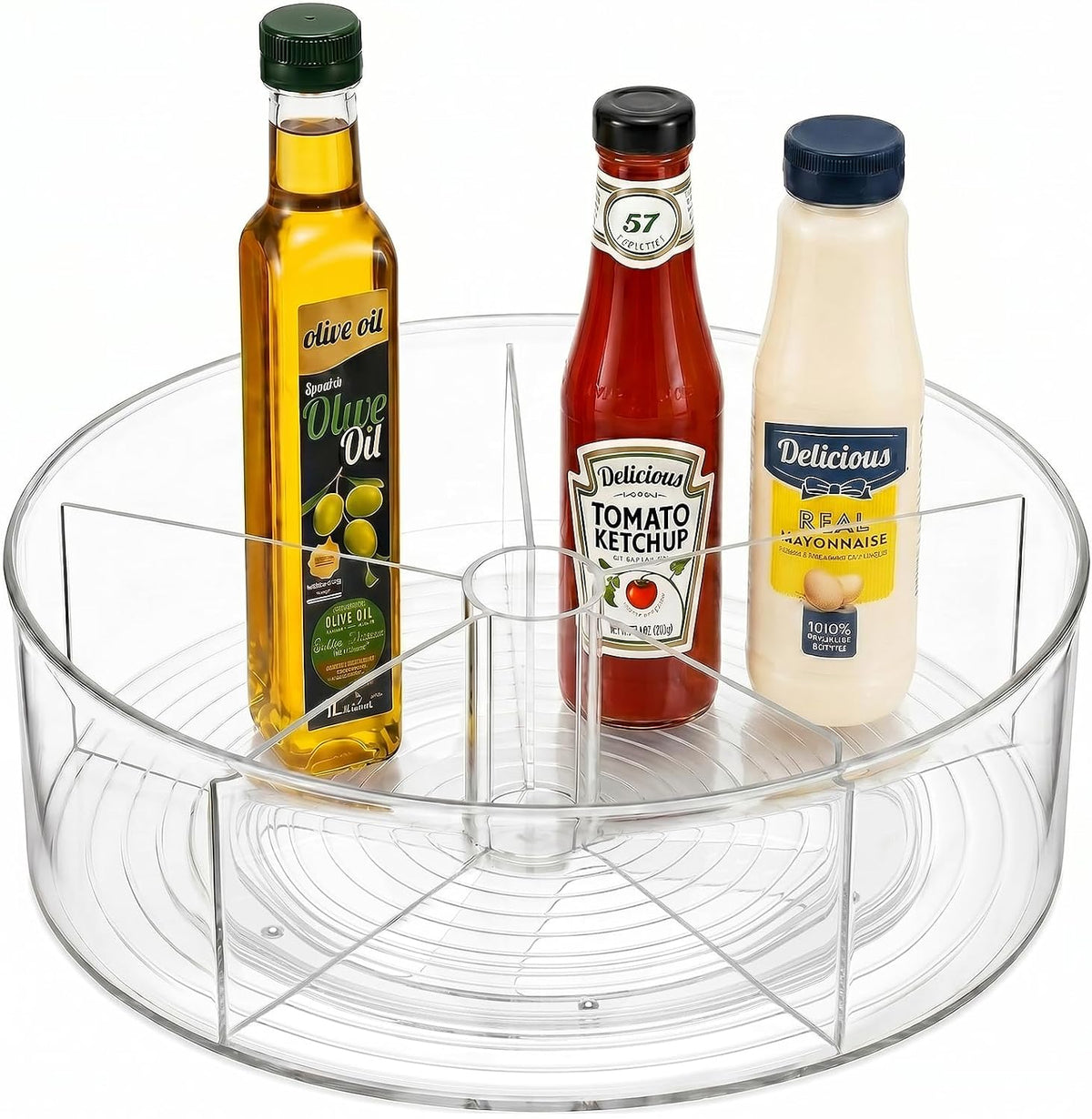 Divided Lazy Susan Turntable Organizer, 11.5" Clear Round Lazy Susan