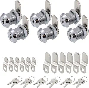 WOOCH Cabinet Cam Lock, 5/8 Inch Keyed Alike Cam Locks Secure File Drawer Door Mailbox Tool Box Dresser RV Cylinder Replacement Lock Hardware, Fits on 1/2" Max Panel Thickness (6 Pack)