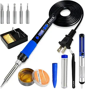 Soldering Iron Kit 80W with Tips, Solder, Stand, Pump, Paste, Tweezer