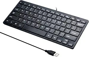 I Focus Mini 78 Keys Wired Keyboard - with Cover Computer keypad for Laptop MAC Windows 10/8 / 7 / Vista/XP(Black+Keyboard Film)