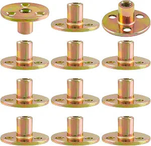 12Pcs 1/4"-20 Carbon Steel T-Nut Zinc-Plated Insert Nuts