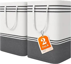 2 Pack Large Laundry Baskets, Laundry Hampers for Dorm, Bathroom, Room 75L