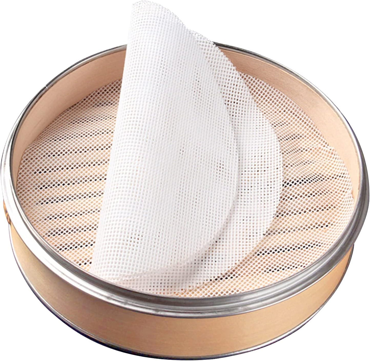 GUCUJI 13 Inch Silicone Bamboo Steamer Liners - Non-Stick, Reusable Steamer Mesh Mats for Steamed Buns, Dumplings, veggies, Dim Sum, Momo, Rice, and fish - Food Grade BPA Free (4Pcs)