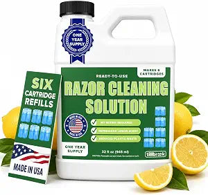 Razor Cleaner, 1-Year Supply, Ready-to-Use Refill for Braun Clean and Renew