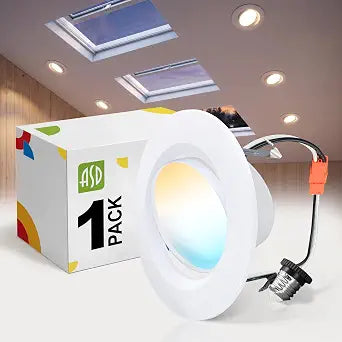 ASD Retrofit 4 Inch Gimbal LED Recessed Light - White Trim 10W 811LM 2700/3000/3500/4000/5000K Adjustable Dimmable LED Downlights | Rotating Swivel Directional Eyeball Lighting, ETL