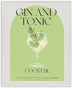 Retro Gin and Tonic Cocktail, 11 x 14 Inch Framed Gicle Print