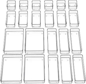 SMARTAKE 22 PCS Drawer Organizer, 4-Size Desk Bathroom Drawer Organizer