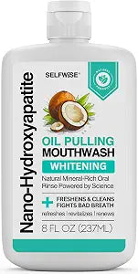 Nano-Hydroxyapatite Oil Pulling Whitening Mouthwash for Teeth and Gums, Natural & Organic, Whitens Teeth, Enamel Care, Freshens Breath ��� Smooth & Non-Greasy ��� for Adults & Kids ��� 8oz