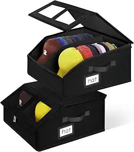 2pk Hat Storage for Baseball Caps, Hat Organizer for Closet, Hat Box