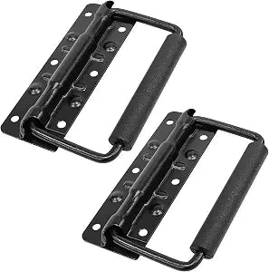 2 Pack 4.9 Inch Heavy Duty Spring Loaded Handles, Stainless Steel Surface Mount Chest Handles with Rubber Grip for Toolbox, Case, Trunk, Cabinet, Flight Case, and Storage Boxes