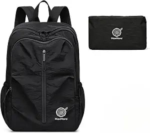 Packable Foldable Backpack for Travel Business Commute, 20L Lightweight Compact Laptop Daypack Fits 15.6 Inch Computer, Water Resistant Skin-Friendly Crinkle Nylon Bag for Men Women (Black)