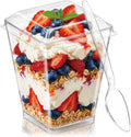 5 oz Plastic Dessert Cups with Lids and Spoons, 50 Pack