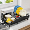 Urackify Expandable Dish Drying Rack for Kitchen Counter, 16.2-23.7", Black