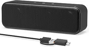 Computer Speakers for Desktop PC Laptop, Wired, USB Plug-in, External Speakers for Monitor, Small Computer Sound bar for PC, Loud Speaker with Deep Bass, Touch Control, Built-in USB-C to USB Adapter