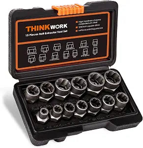 14-Piece Bolt Extractor Kit, 3/8" Drive Impact Bolt & Nut Remover Set