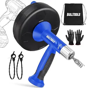 BULLTOOLS Drain Auger, 25FT Drain Clog Remover with Drill Adapter, Flexible Snake Drain Hair Removal Tool for Kitchen Sink, Bathtub, and Shower Comes with Gloves and Storage Bag