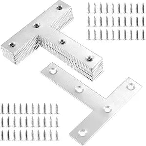 Bonsicoky 12Pcs T Shaped Mending Plate, 3.1" x 3.1" Stainless Steel