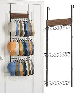 FANGSUN Over the Door Hat Organizer with 30 Hooks, 3-Tier Hat Rack for Door