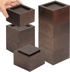 FASONLA Bed Risers (Set of 8) Furniture Risers Lifts Height 2", Oak Solid Wooden Risers for Bed, Furniture, Table, Sofa, Chair Risers with Non-Slip Recessed Hole (8pcs-2" Hight-Walnut Color)