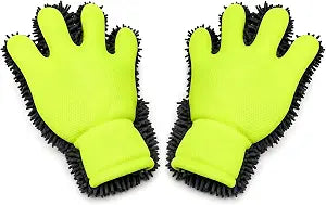 Szyeequoo Microfiber Cleaning Mitt, Fluorescent Green/Gray, One Size Fits All - Lint-Free, Scratch-Free Glove for Surfaces and Furniture - Dustless Hand Cloth for Bold & Bright Experience