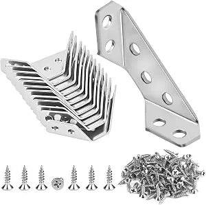 12-Pack Corner Brackets for Wood Frame, L Bracket Metal Angle Corner Braces