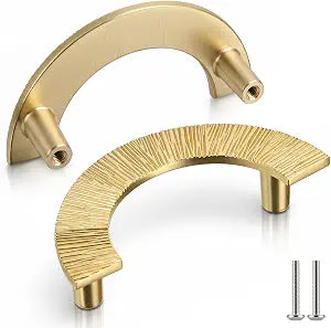 Shimeyao 10 Pack Solid Brass Half Moon Drawer Pulls, 4 Inch Total Length
