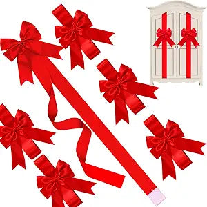 12 Pieces Red Christmas Cabinet Ribbons Bows for Kitchen