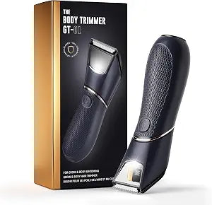 Body Hair Trimmer for Men: Mirror & LED Light, IPX7 Wet or Dry