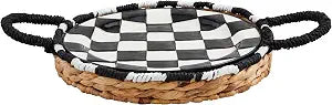 Mud Pie Bistro Woven Platter Set; platter 11 1/2" dia | basket 1 1/2" x 11 3/4" dia
