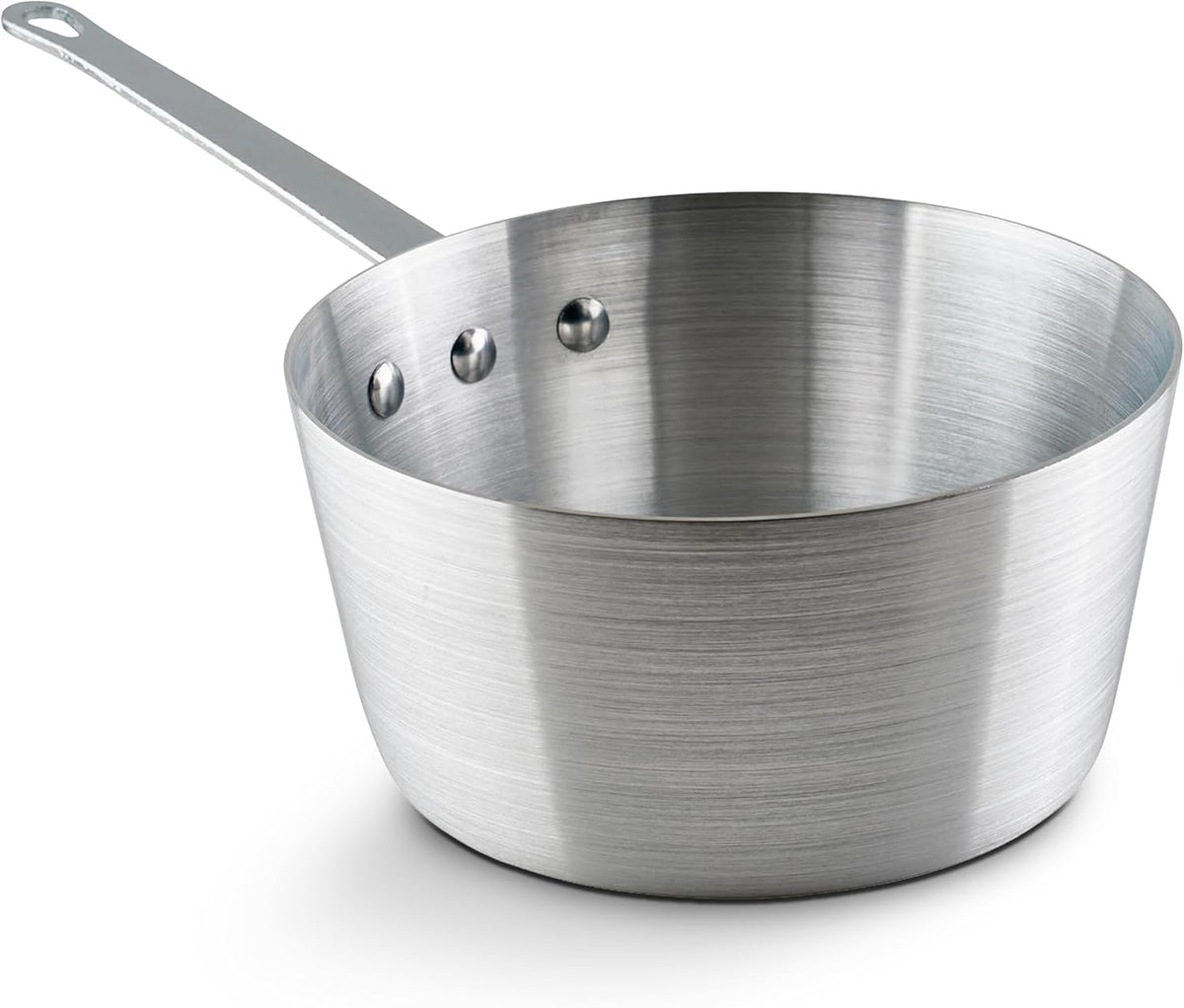 Winco 4 1/4 qt Heavy-Duty Tapered Aluminum Sauce Pan, 4.25 qt